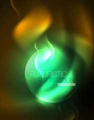 Shiny neon geometric waves template