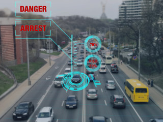Security system of a smart city. Artificial intelligence determines the degree of danger of drivers and cars. The recognition system of criminals, working with neural networks.