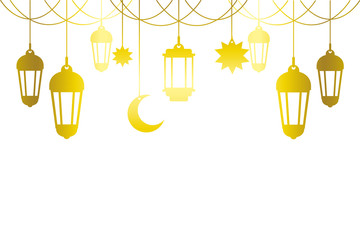 ramadan kareem lantern and moon hanging