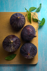 fresh figs on wooden table