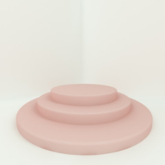 Pink white light background, studio and pedestal. 3d illustration, 3d rendering.