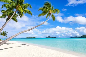 Zelfklevend Fotobehang Bora Bora, Frans Polynesië Zomer, zon, strand en zee op vakantie