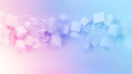 Blue purple background with balls. 3d illustration, 3d rendering.