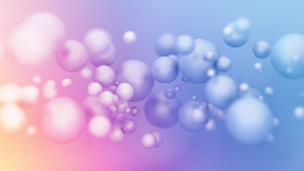 Blue purple background with balls. 3d illustration, 3d rendering.