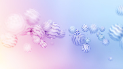 Blue purple background with balls. 3d illustration, 3d rendering.