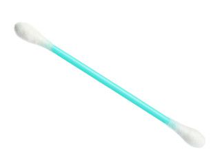 New clean cotton swab on white background