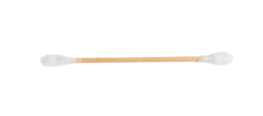 New clean cotton swab on white background