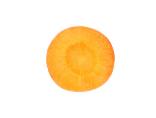 Cut fresh ripe carrot on white background