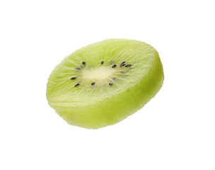 Cut fresh juicy kiwi on white background