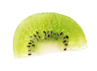 Cut fresh juicy kiwi on white background