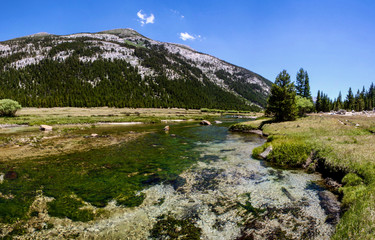 River in Lyell Canyon While Backpacking to Vogelsang High Sierra Camp in Yosemite National Park in California