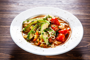 Ramen - soup with noodles and vegetables 