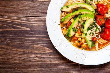 Ramen - soup with noodles and vegetables 