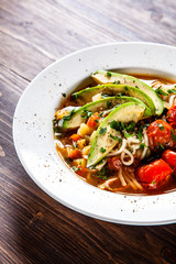 Ramen - soup with noodles and vegetables 