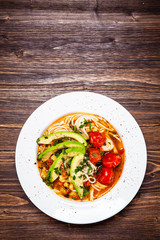 Ramen - soup with noodles and vegetables 