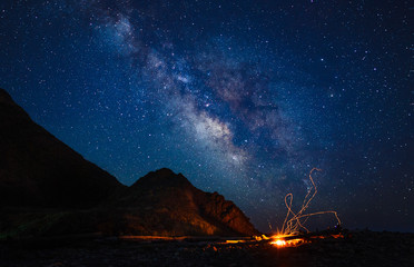Lost Coast Milky Way and Campfire