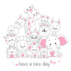 cute happy animal vector illustration