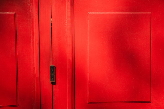 Red door in beautiful light