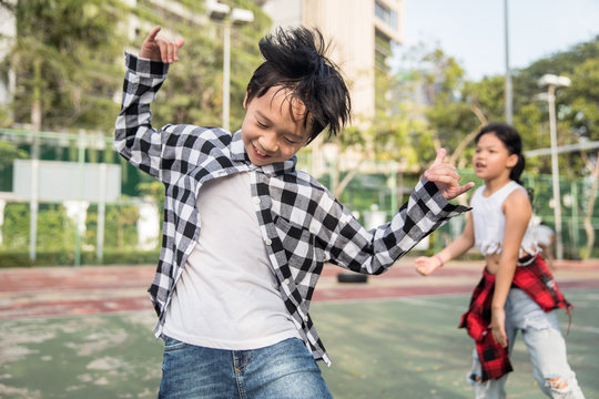 Group of kids dancing together