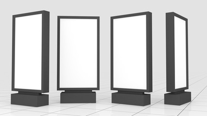 3d render Realistic light box template. Mock