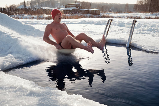 Ice swimmer having fun