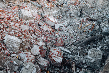 Place of destruction, remains of a building, war