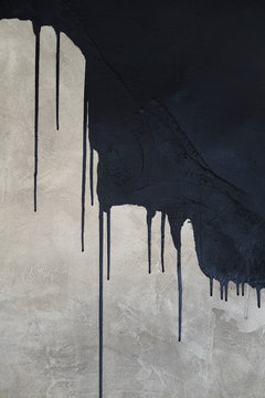 Black Paint Dripping On The Wall Background