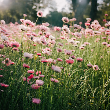 Everlasting Paper Daisies in spring in Western Australia