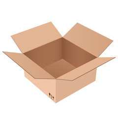 Brown shipping box. Open carton