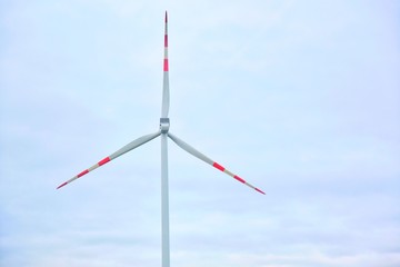 Ecological wind power station. Alternative renewable clean energy. Wind turbines generating electricity farm. Using natural resources. Electricity wind station for alternative renewable energy