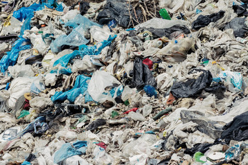 Garbage pile in trash dump or landfill