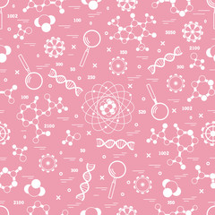 Seamless pattern with variety scientific, education elements.