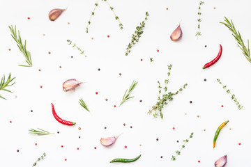 Food background with greens herbs and spices © dvoevnore