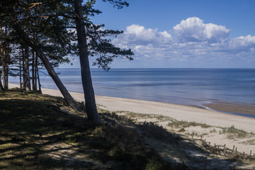 Beautiful view of the Gulf of Riga in the early spring. The sea is calm.