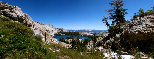 Hiking to May Lake and Mount Hoffman in the High Sierra Mountains in Yosemite National Park in California 