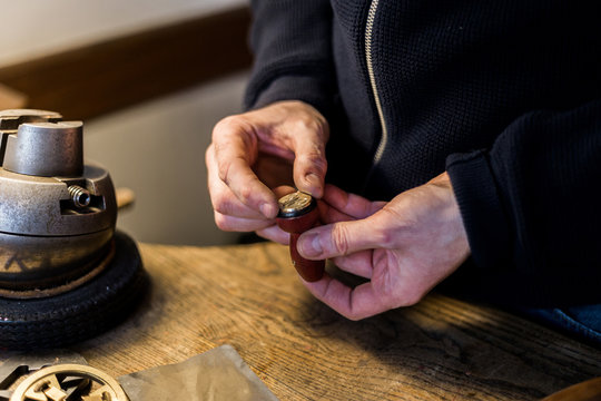Close up of handcraft rubber stamp
