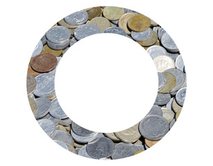 Naklejka premium pile of coins isolated on white background