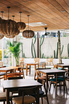 Tropical Interior Design - Empty Restaurant in Stylish Beach Clu