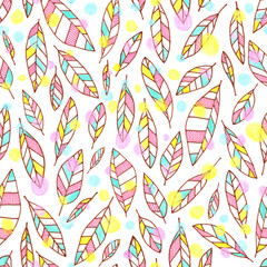Hand drawn watercolor floral abstract pattern of leaves seamless pattern.