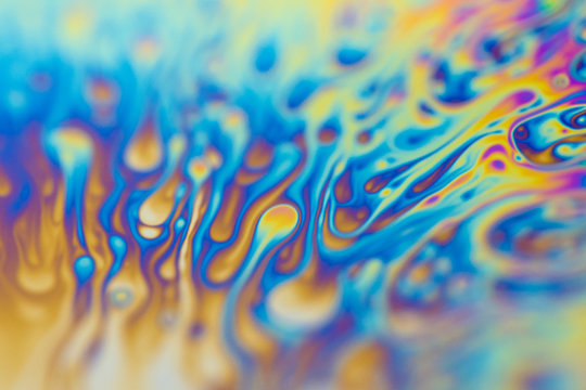 Reflections of a soap bubble close up