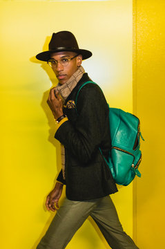 Stylish Man on Yellow Background
