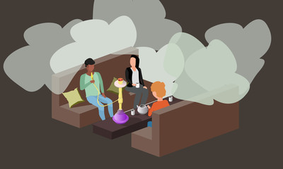people smoking hookah vector illustration