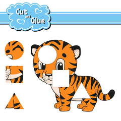 Cut and glue. Education developing worksheet. Activity page. Game for children. Isolated vector illustration in cute cartoon style.