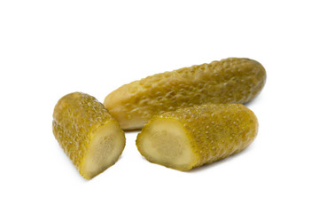 Pickled sour cucumber isolated on white background