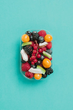 Small Basket Of Fruit Seen From Above