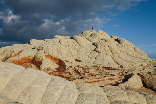 View of eroded sandstone rock formations at dawn, White Pocket, Arizona