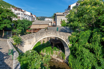 Naklejka premium Crooked Bridge in Mostar, Bosnia