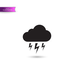 Obraz premium Grey Storm icon isolated on white background. Cloud and lightning sign. Weather icon of storm. Vector Illustration