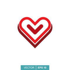 Stylized modern heart. Vector illustration on the theme of love and romance relationship. Flat design