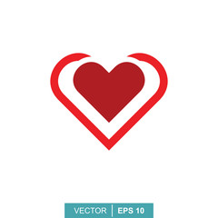 Stylized modern heart. Vector illustration on the theme of love and romance relationship. Flat design